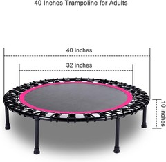 Mini Fitness Trampoline W/ Bungees – Stable & Quiet Rebounder Adults Perfect