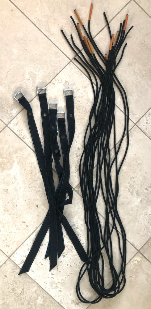 Trampoline Net Replacement Hardware: (9) 75″ Connection Ropes (6) 22″ Pole Strap