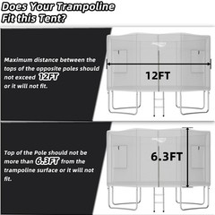 Gardenature 12FT Trampoline TentTent Only, Fit for 8 Straight Poles Round Tra…
