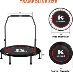 40″ Mini Flodable Spring Rebounder Trampoline for Adults, Small Exercise