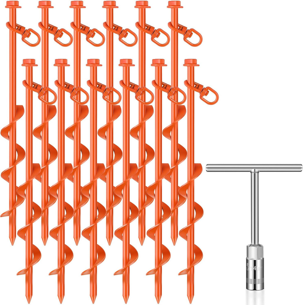 Heavy Duty Ground Anchors for Outdoor Decor & Camping – 12 Pcs, 12 Inch