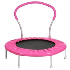 36 Inch Trampoline with Handle, Pink Metal Frame