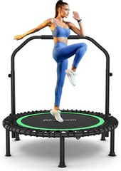 Indoor & Outdoor Mini Trampoline with Bar and Safety Padding Max Load 450/550lbs
