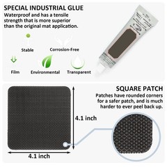 Trampoline Repair Kit – 4″x4″ Square Patches for Mat Tears & Holes, Easy Fix