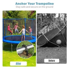 Yescom 8 Pack Trampoline Enclosure Poles w/ Caps & 11″ U Shaped Ground Anchors