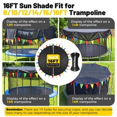 2026 Upgraded Round Trampoline Shade Cover 4Lbs Heavy Duty 8-16FT Sun Protection