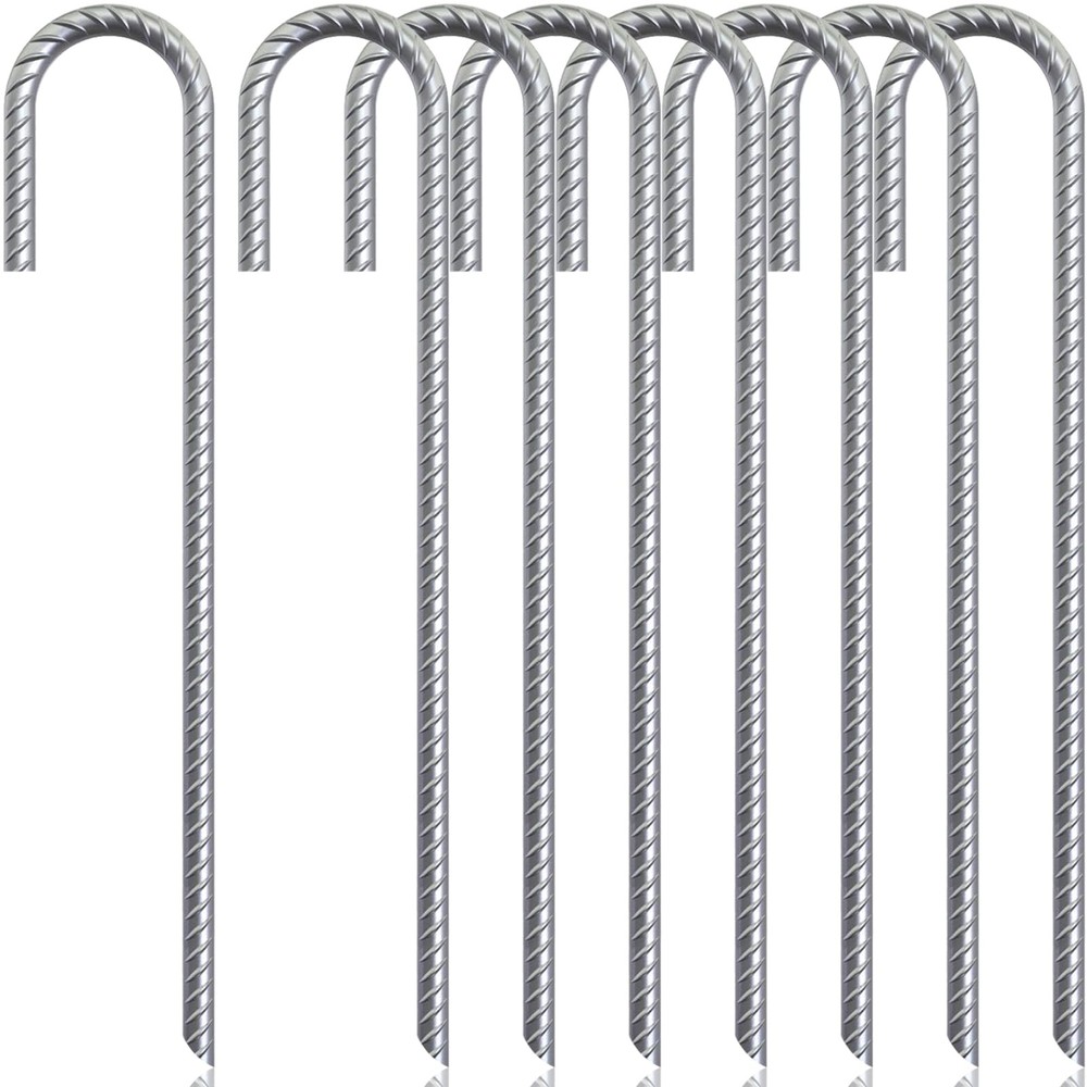 J Hook Rebar Stakes 16 Inch, J Hook Ground Stakes (8 Pack) for Christmas Deco…