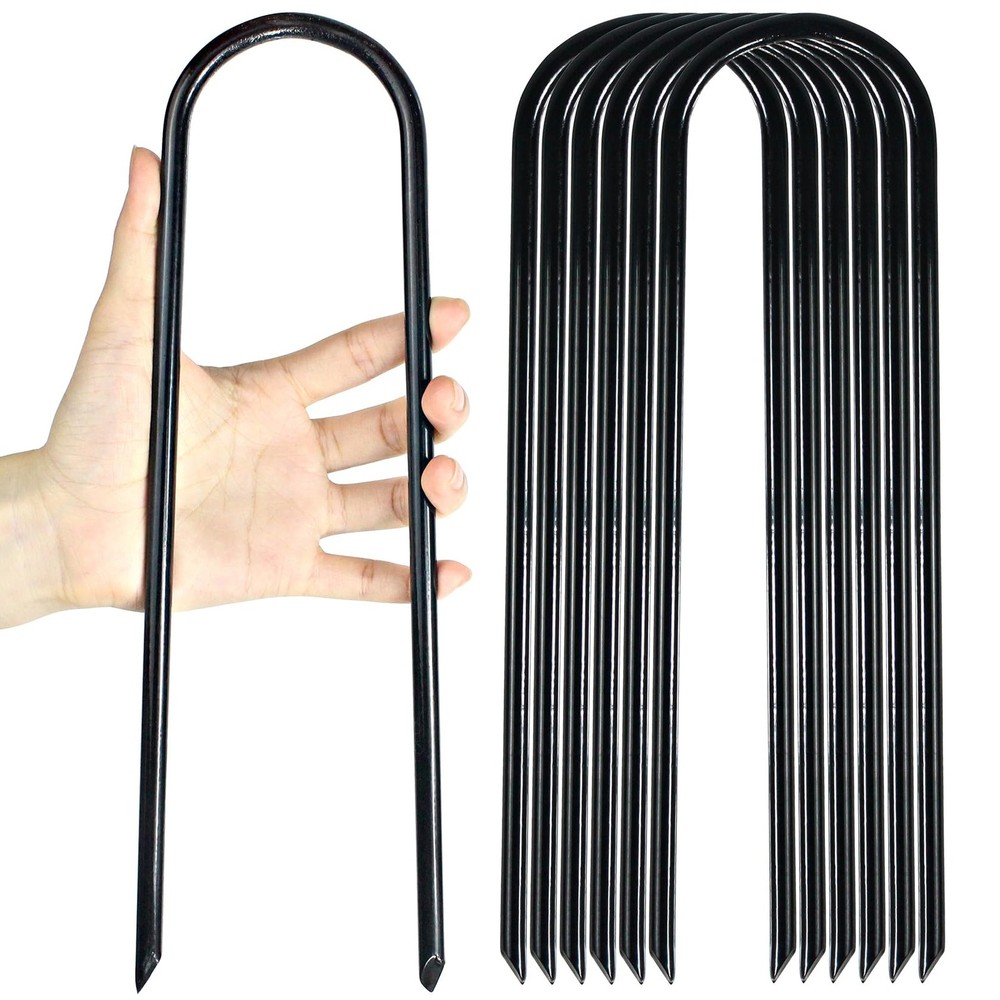 Heavy Duty 12 Inch U-Shaped Wind Stakes for Trampolines, Tents, Soccer Goals (6)