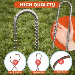 12 Inch Trampoline Stakes Anchors Heavy Duty Galvanized Steel U-Hook Ground