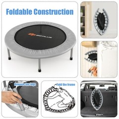 38″ Folding Mini Fitness Indoor Exercise Workout Rebounder Trampoline w/6 Legs
