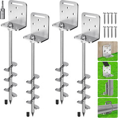 18″ Ground Anchors Screw In, 4 Pack Trampoline Anchors with L Bracket