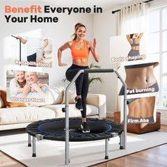 40/48 Foldable Mini Trampoline Max Load 330lbs/440lbs, Fitness Rebounder with Ad