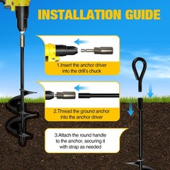 18 Inch Heavy Duty Ground Anchors Screw in, 4 Pack Spiral Trampoline Stakes w…