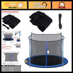 Trampoline Safety Net for 6 Pole Round Frame, Weather-Resistant, Adjustable Stra