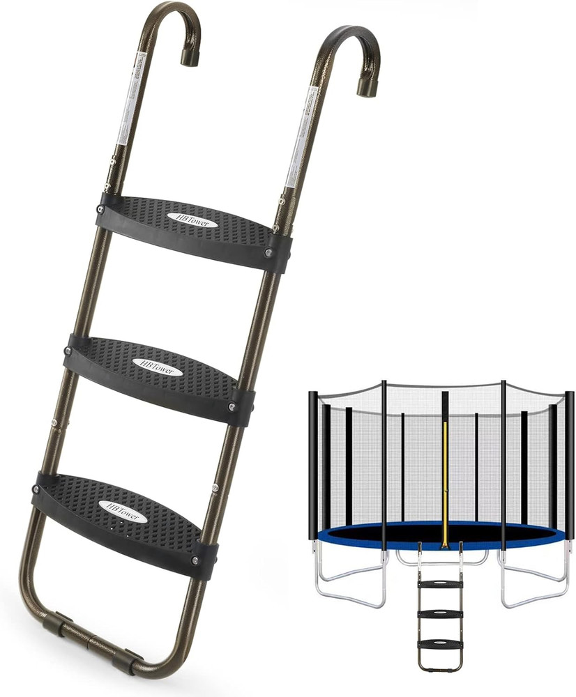 Trampoline Ladder, 3-Step Trampoline Steps with Horizontal Wide Steps, Skid-Proo