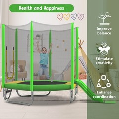 7ft Trampoline with Slide and Ladder Indoor Outdoor Safety Trampolines for Kids