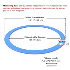 Yescom 15Ft Universal Round Trampoline Replacement Safety Rebounder Cover Pad
