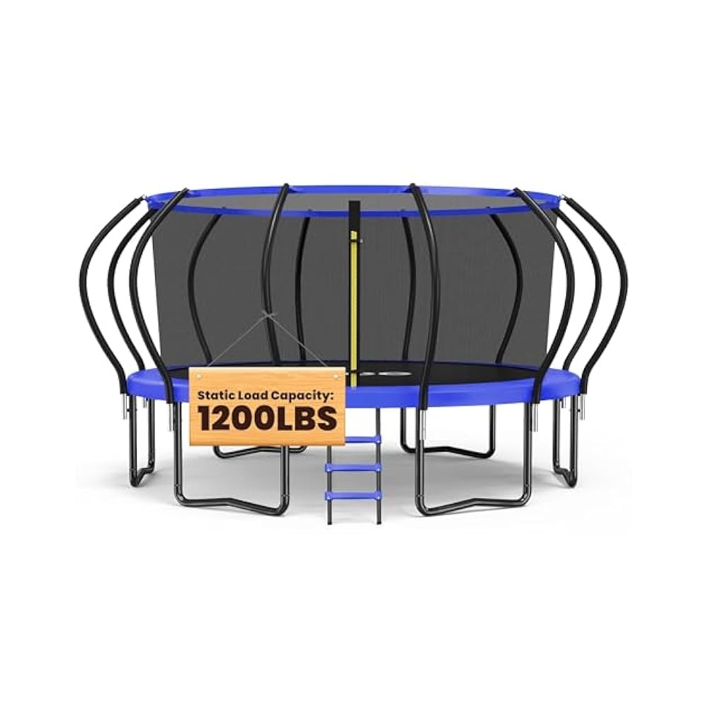 Trampoline, 8FT-16FT, 1200LBS Capacity – Heavy-Duty Galvanized Steel Frame