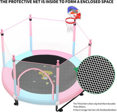 5FT Kids Trampoline Indoor Outdoor Safety Enclosure Net Mini Basketball Jump Mat