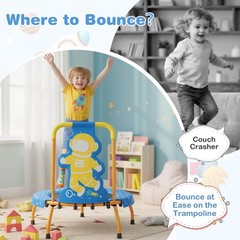 Mini Trampoline w/Foam Padded Handle & Safety Padded Cover for 3+ Years Old Kids