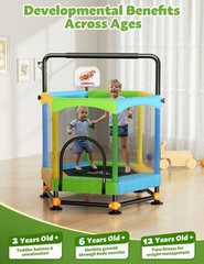 60″ Trampoline for Kids, Twinkoo 5FT Fortified Toddler Trampolines with Anti-…