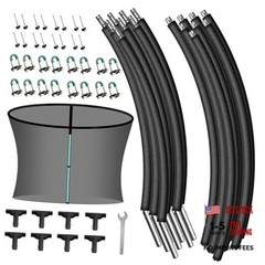 8PCS Trampoline Curved Pole and 14FT Trampoline Replacement Net, Universal