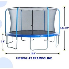 13ft Trampoline Safety Net Replacement with Enhanced Padding & Basketball Hoop